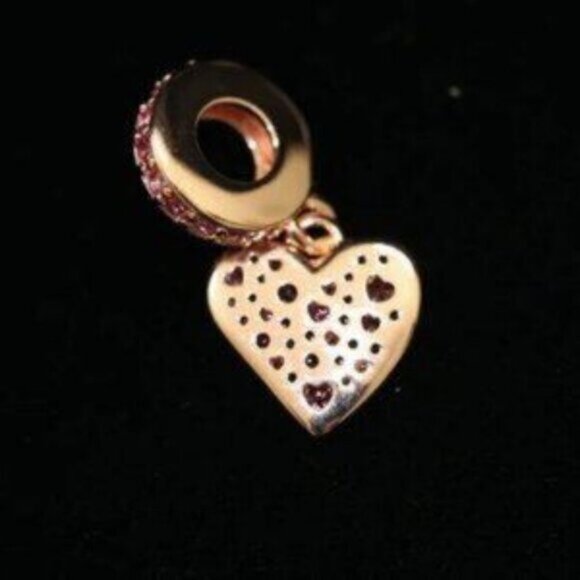 Pandora Pink Crystal Heart Bracelet Charm - Picture 5 of 5